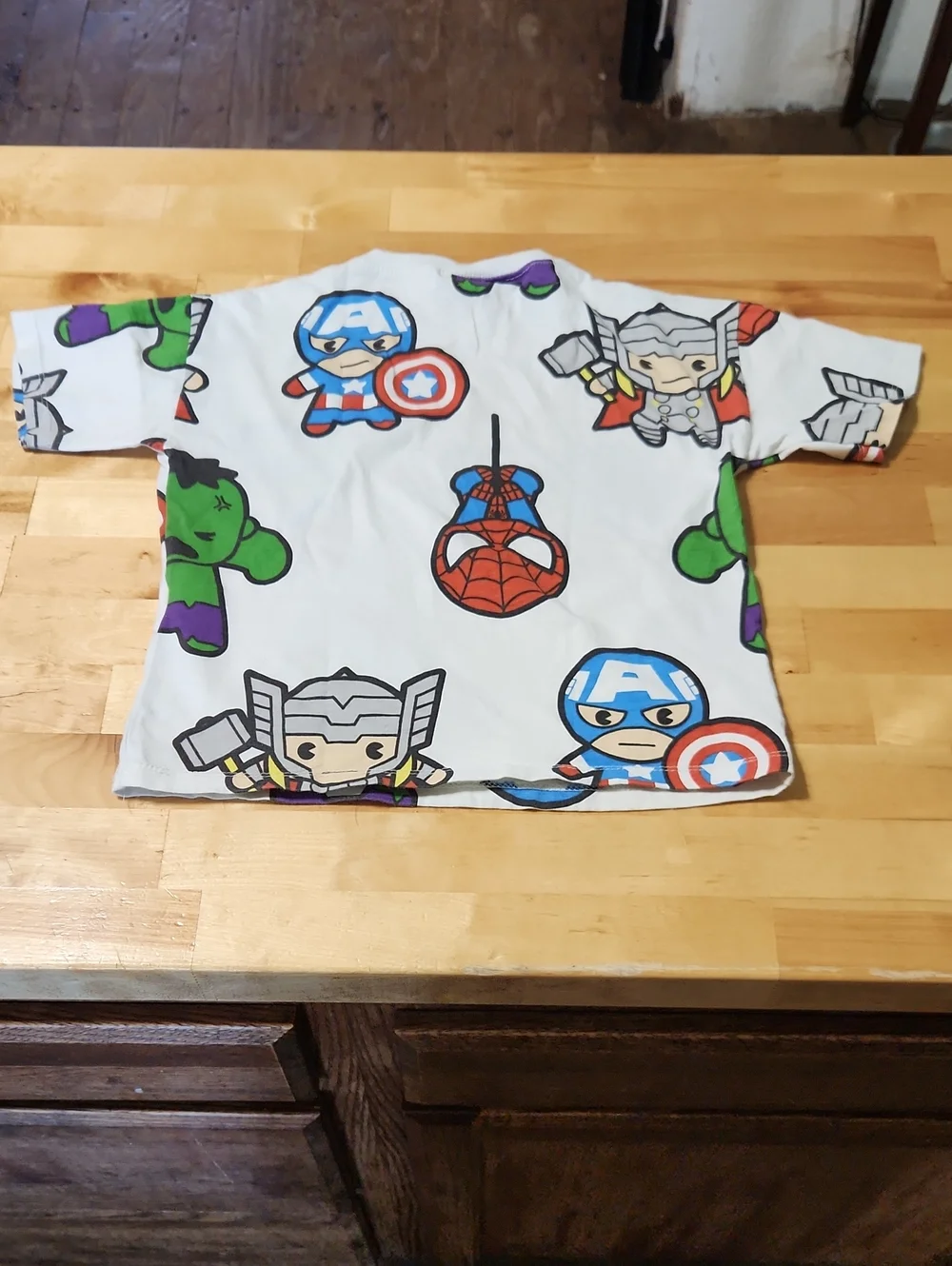 Superhero Print Kids Costume Tee - White/Green